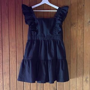 Black Ruffle Sleeve Tiered Dress